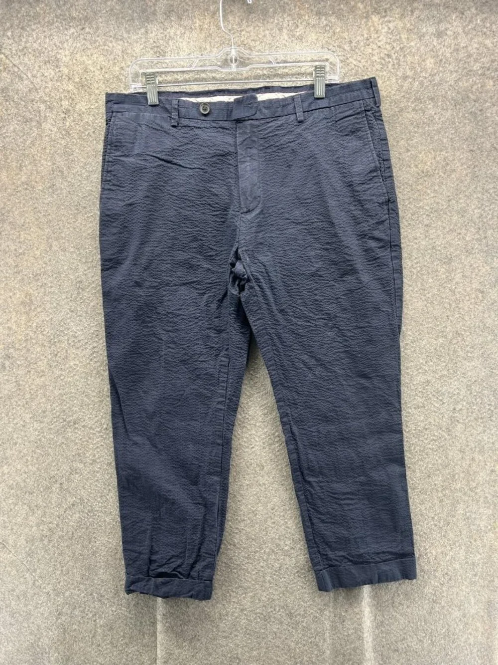 Brooks Brothers Pants Men 36x30 Blue Red Fleece Seersucker Chino Flat Front